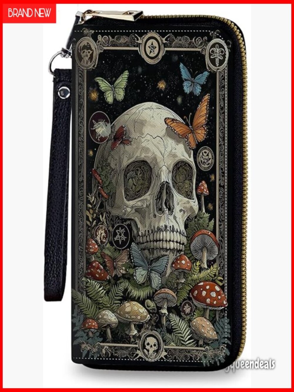 Large Capacity RFID Blocking Leather Wristlet Wallet with Phone Holder